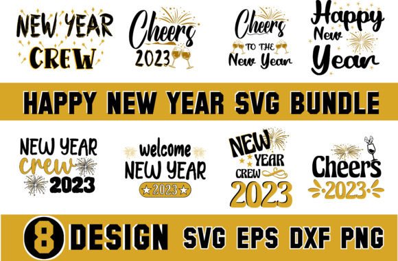 Happy New Year 2023 SVG Bundle: Graphics & Freebies